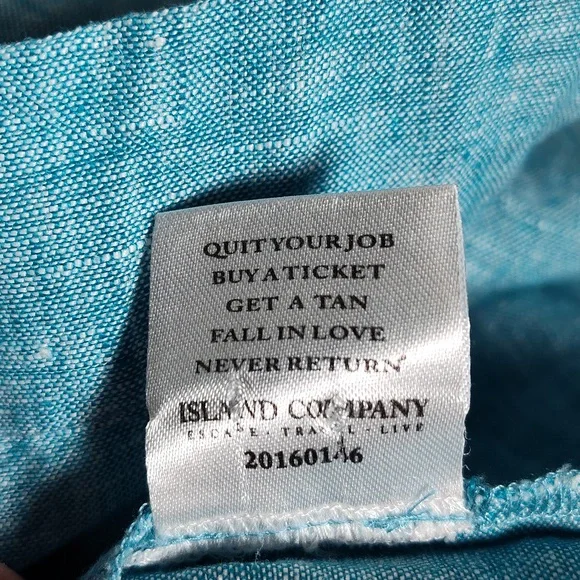Island Company 100% linen blue shell kimono tunic coverup top M - Picture 9 of 10